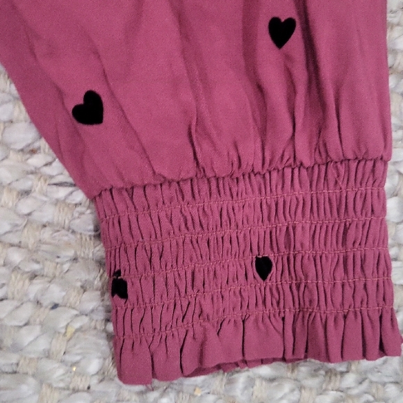 Daniel Rainn Mauve Long Sleeve Dress with Black Velvet-like hearts. - Picture 4 of 11